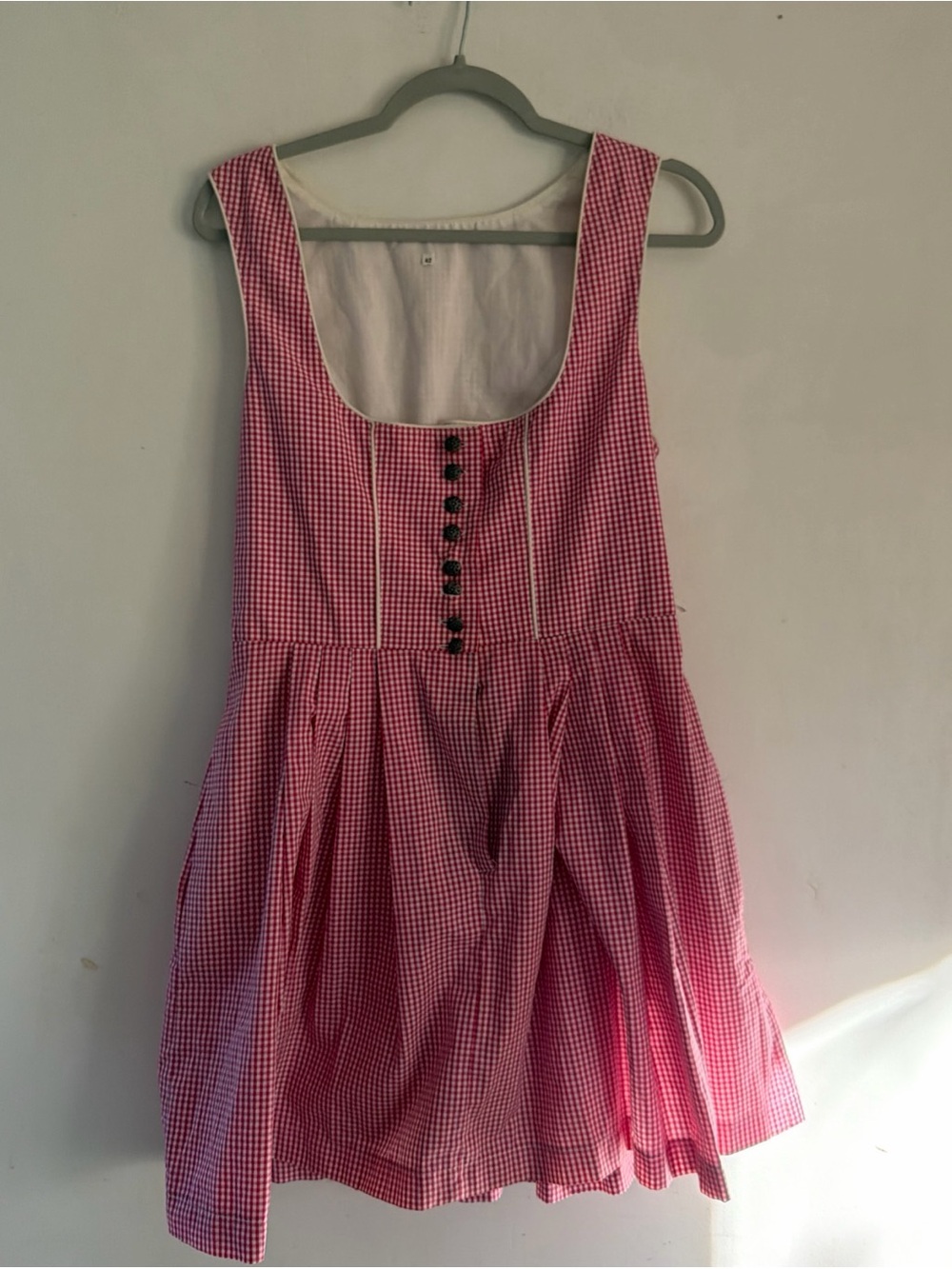 Women’s Pink Gingham Sundress with Button Front
